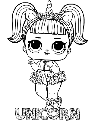 Kolorowanka lalka Unicorn